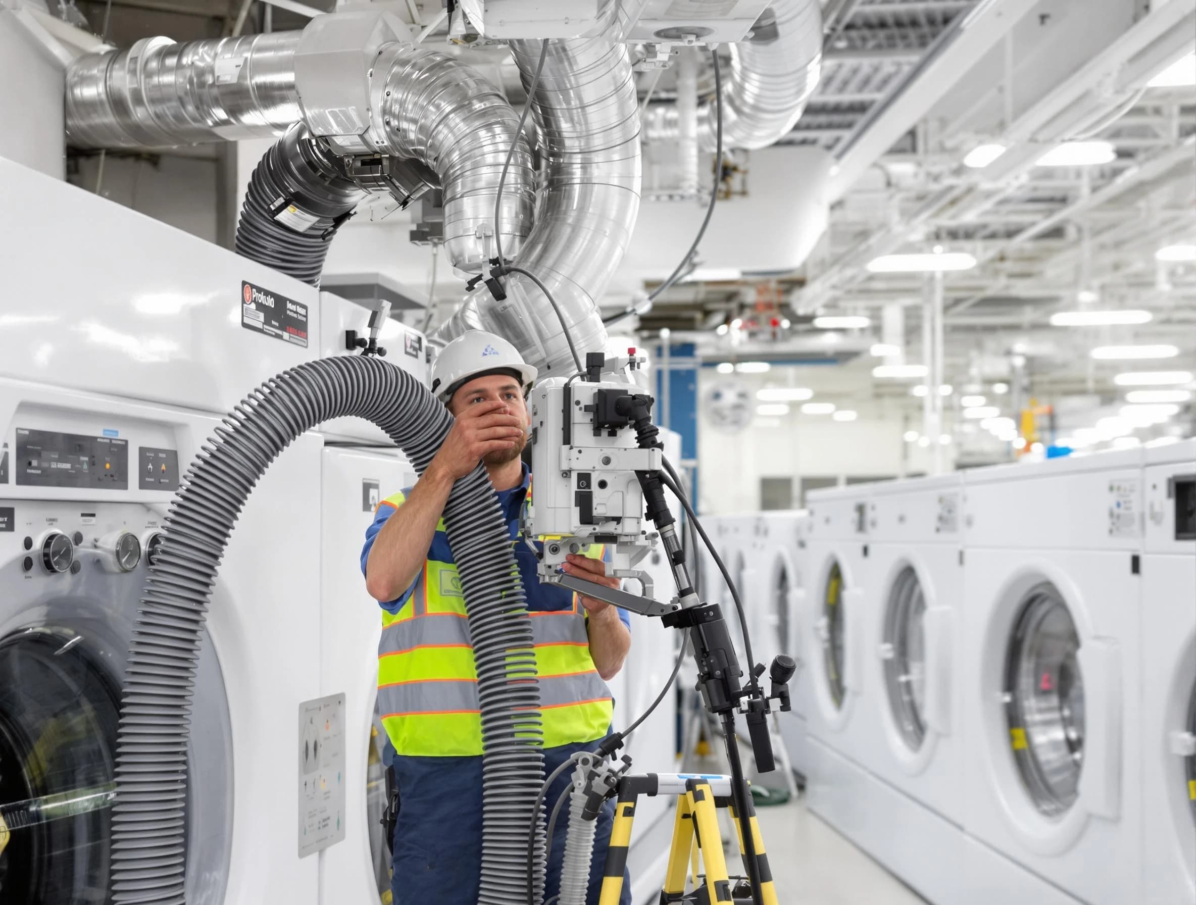 Columbine Dryer Vent Cleaning team performing commercial-grade dryer vent cleaning at a business facility in Columbine