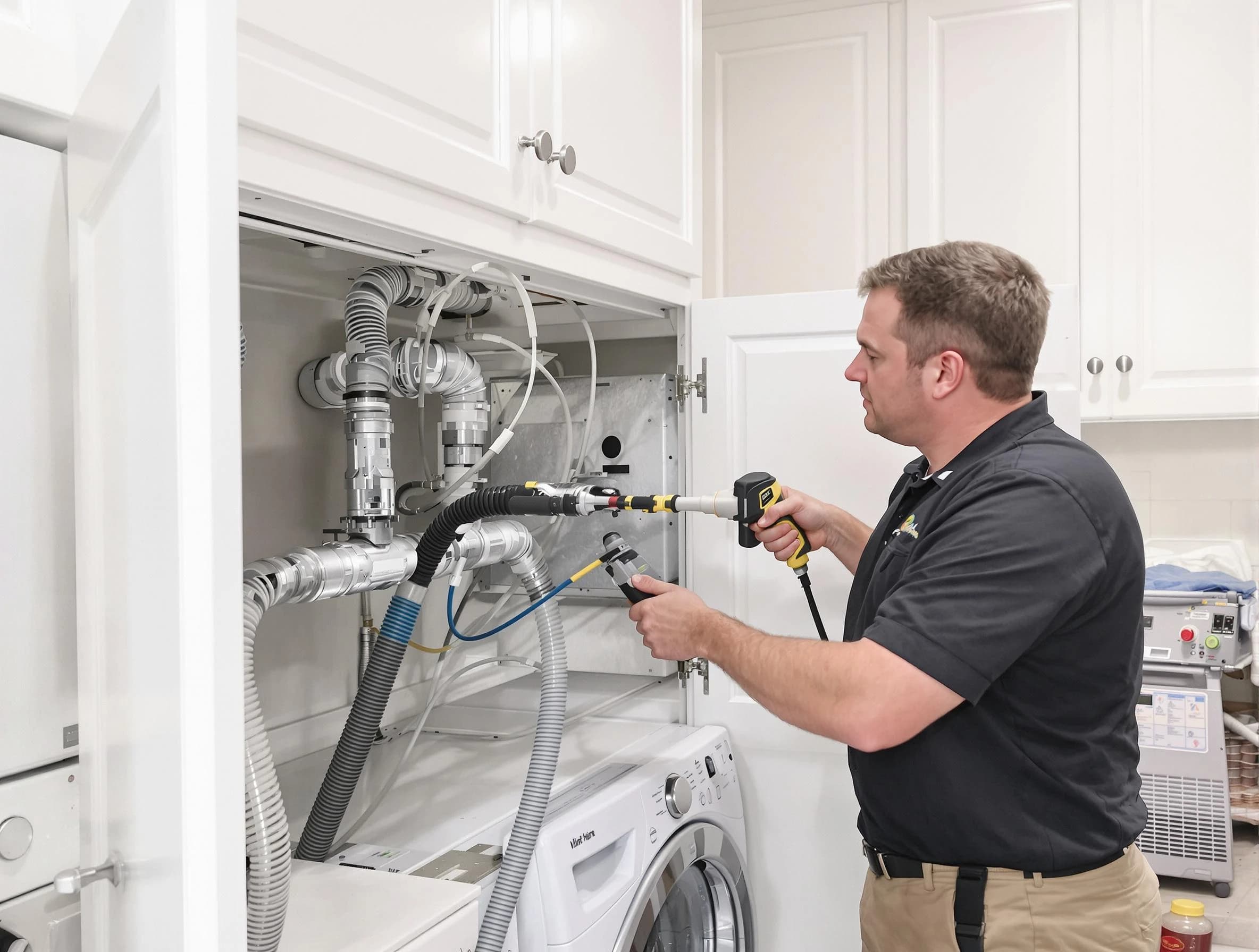 Columbine Dryer Vent Cleaning professional removing severe blockage from a clogged dryer vent in Columbine