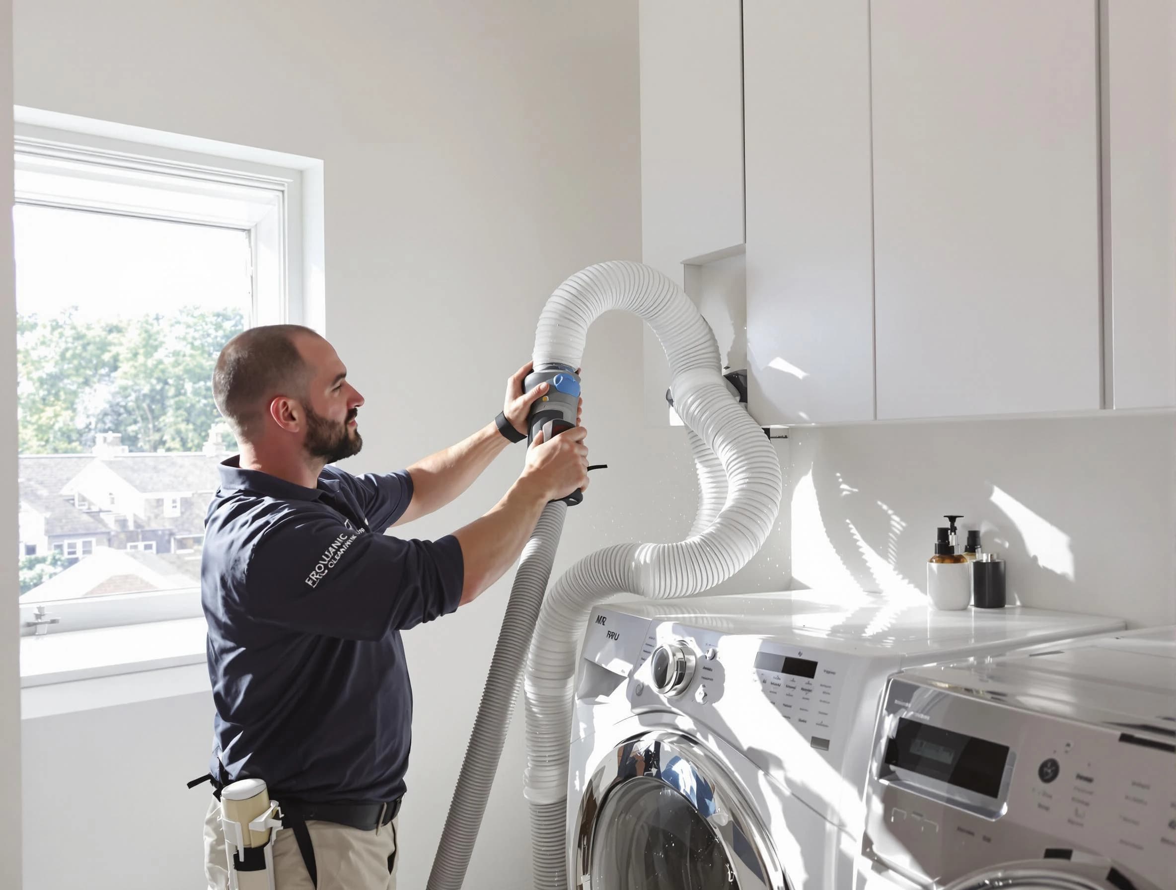 Certified Columbine Dryer Vent Cleaning technician performing dryer vent cleaning in Columbine