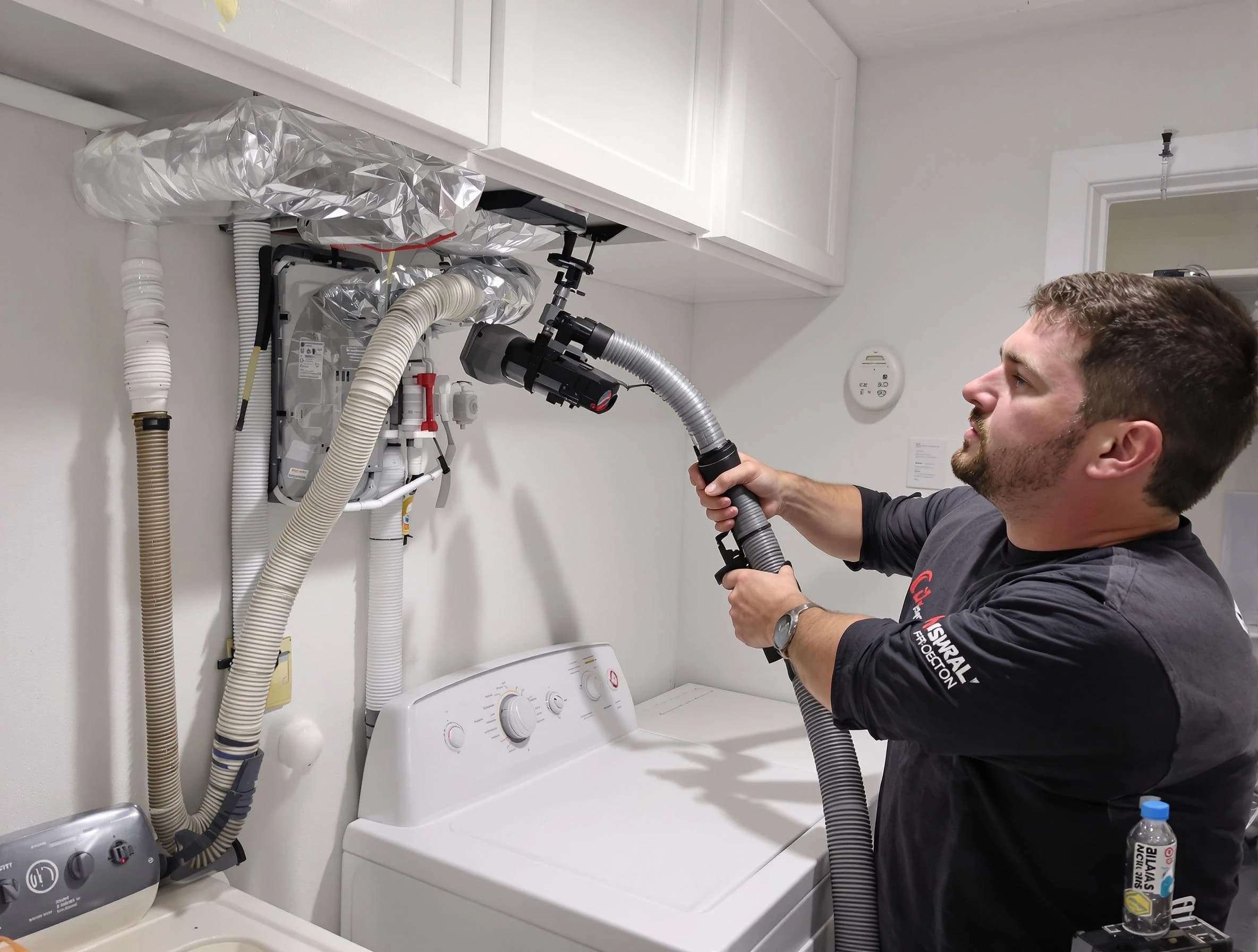Columbine Dryer Vent Cleaning certified technician performing safety-focused gas dryer vent cleaning in Columbine