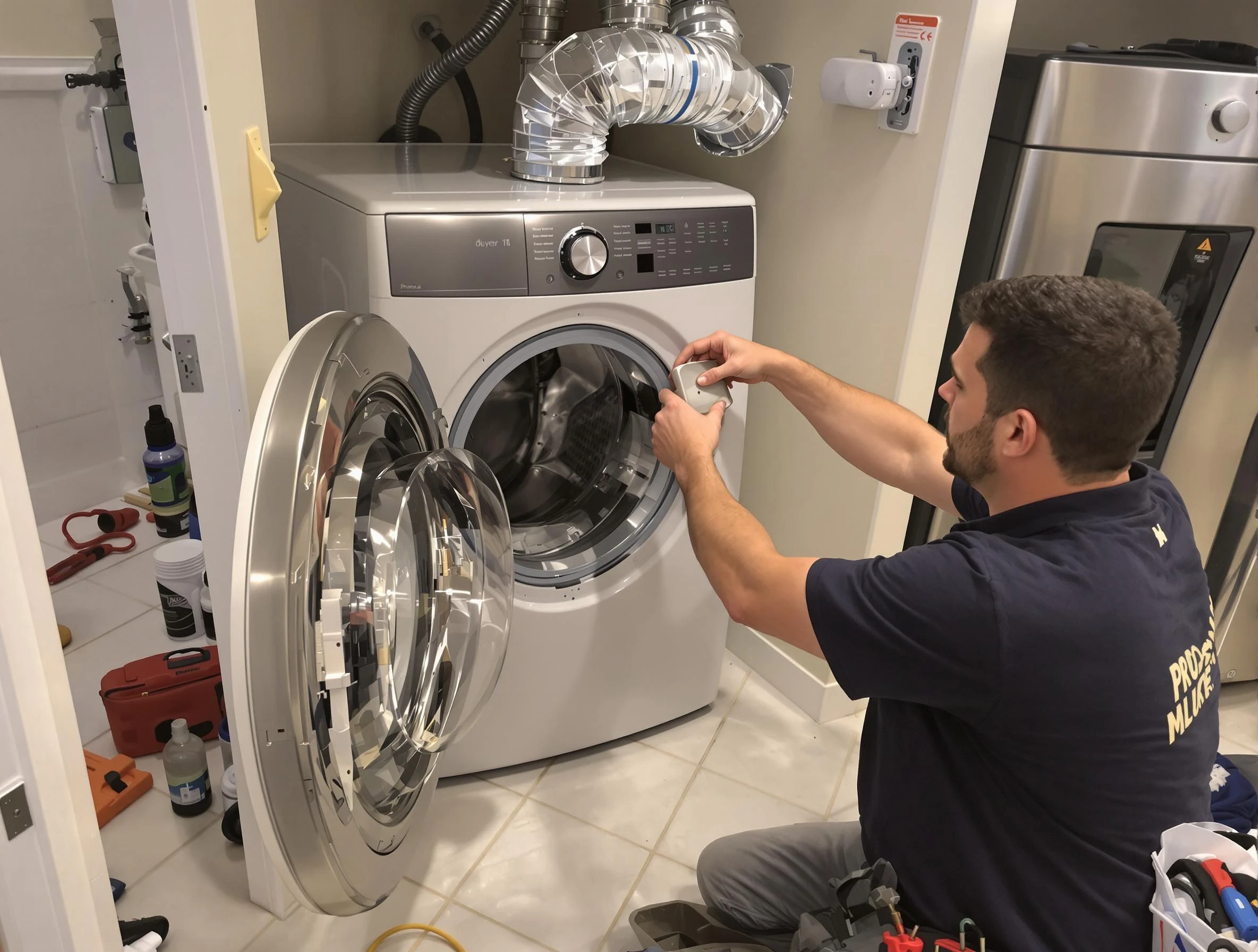 Columbine Dryer Vent Cleaning technician performing precise dryer vent hose installation in Columbine