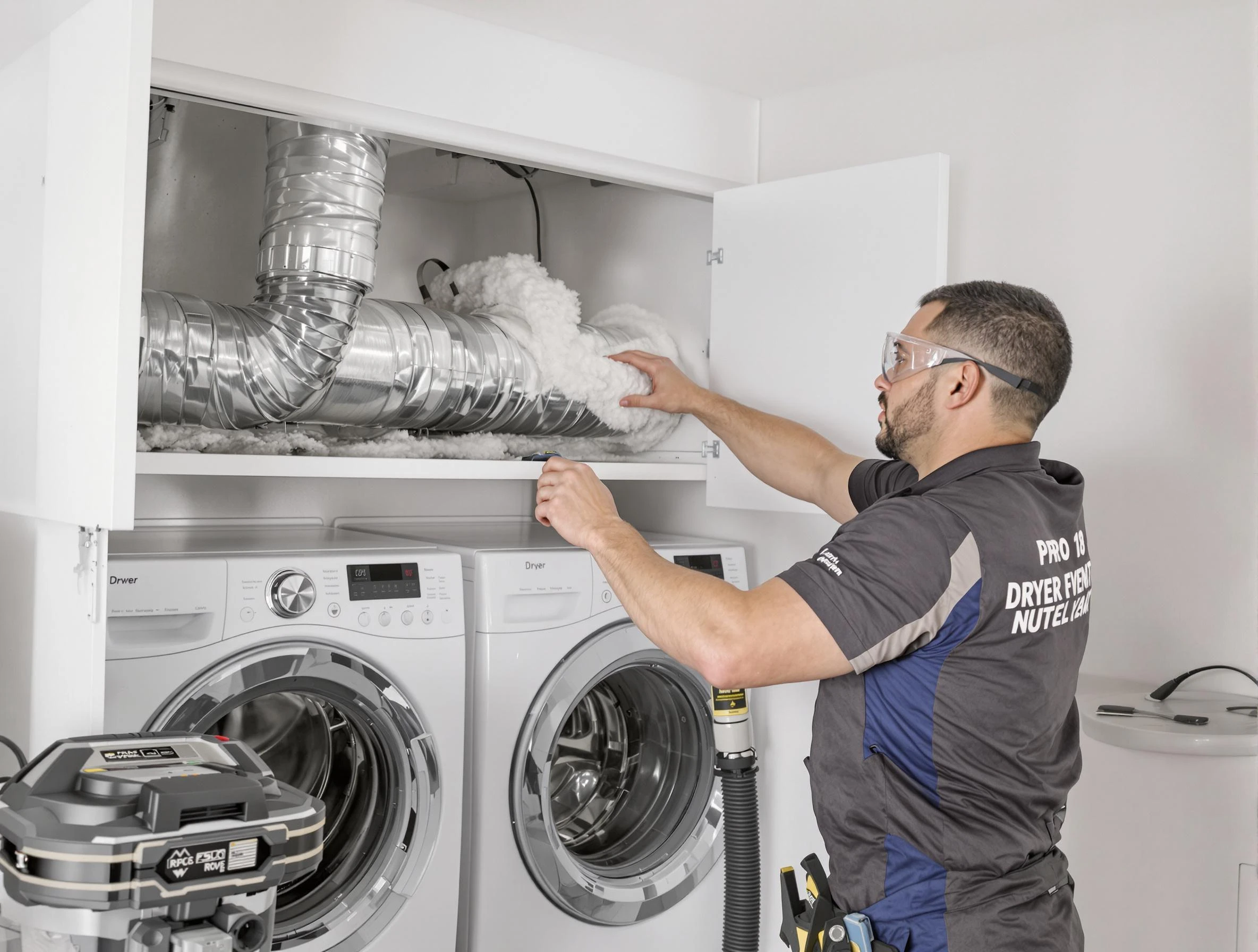 Columbine Dryer Vent Cleaning certified technician performing specialized gas dryer vent cleaning in Columbine